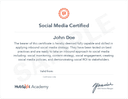 Course Certificate HubSpot social media certification